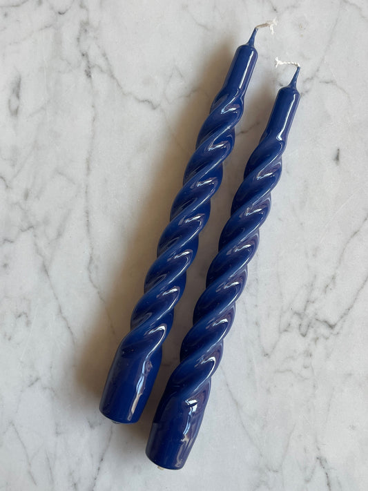 Twisted Candle 2 Stk - DARK BLUE