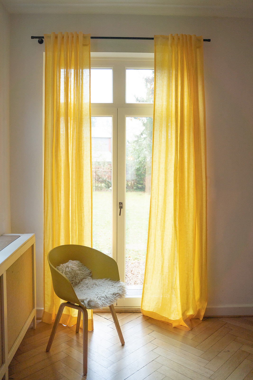 Linen curtain light - BRIGHT YELLOW //order free of charge in desired length